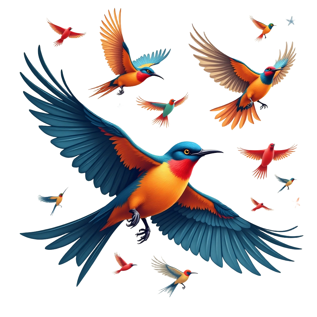 Colorful Bird Flight